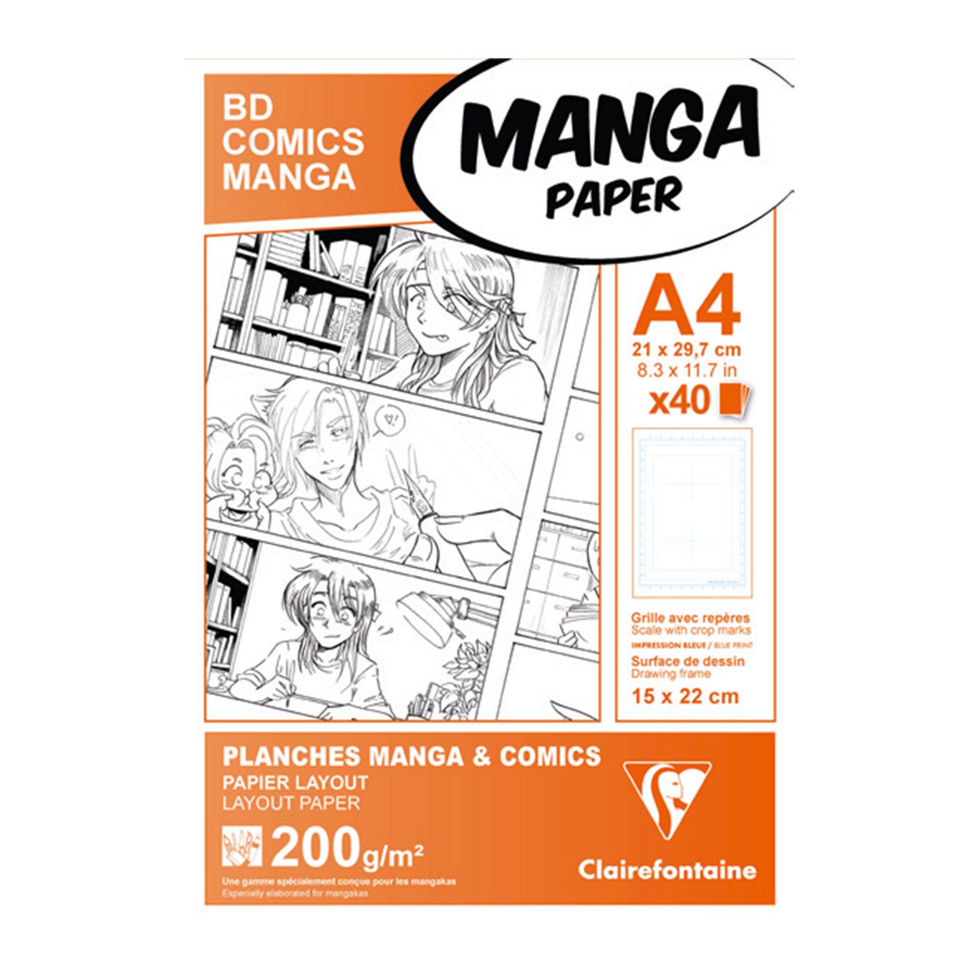 Papier layout manga - 40 feuilles, format A4