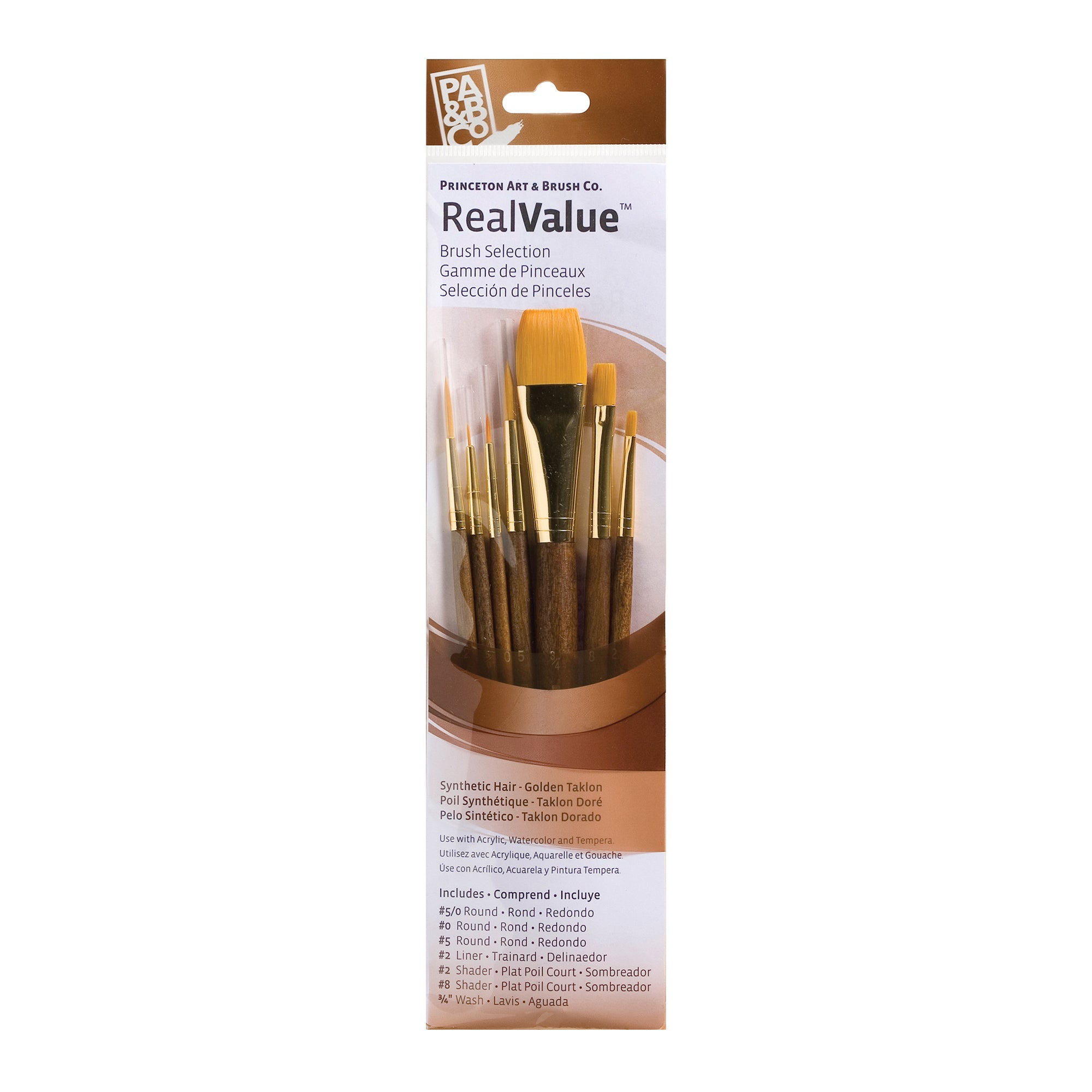 6-Piece Synthetic Gold Taklon Brush Set - 9153