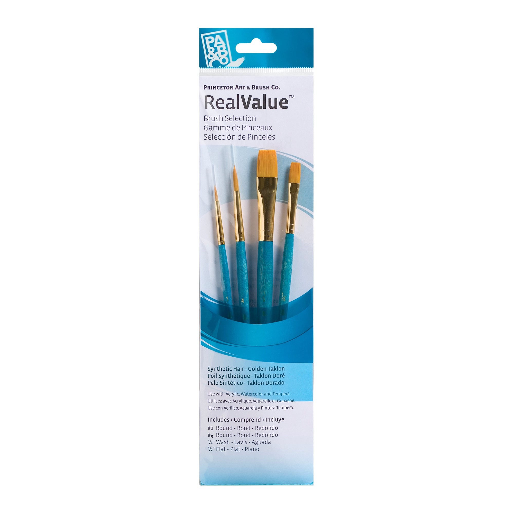 Trekell Golden Taklon Long Handle Brush for Acrylic and Oil Painting Round - 2500 Series / 6