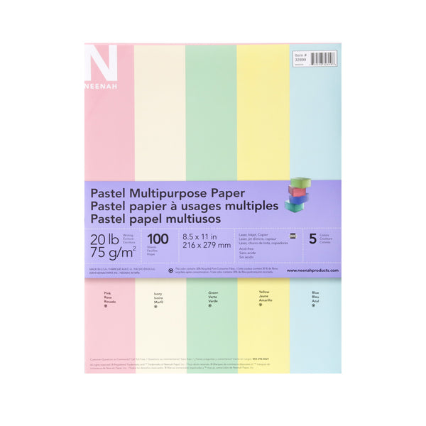 Astrobrights Punchy Pastels Colored Paper, 24 lbs, 8.5 x 11, Assorted Colors, 200 Sheets/Pack | Quill