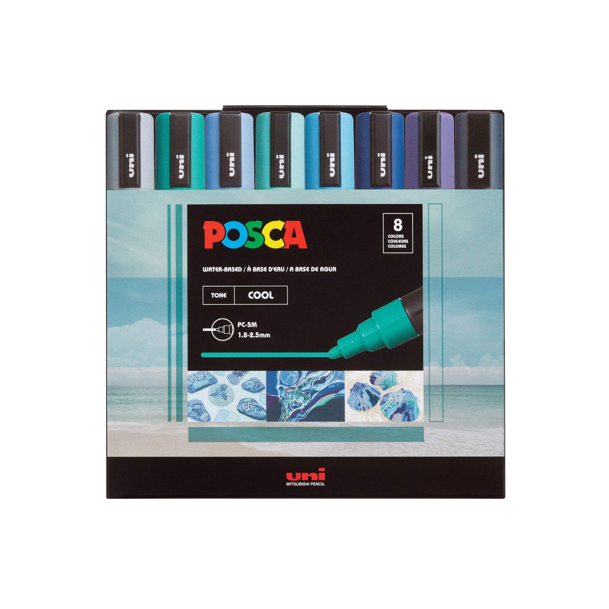 Posca marqueur de peinture PC-7M, set de 8 marqueurs en couleurs