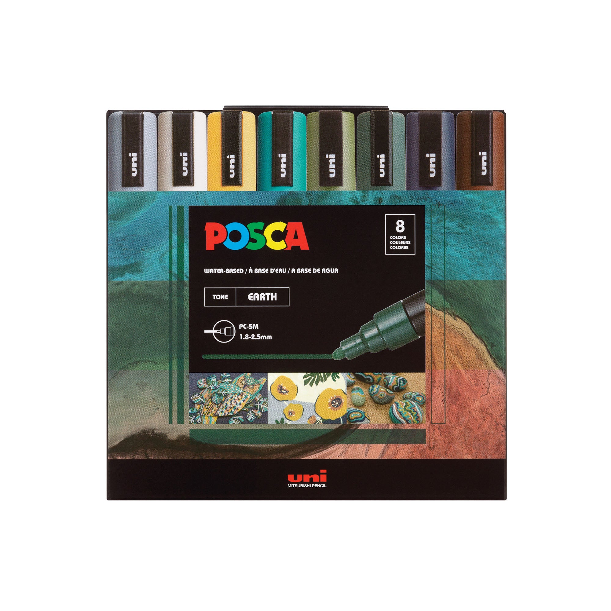 Uni Posca PC-1MR 8 couleurs standard Ensemble de marqueurs à base