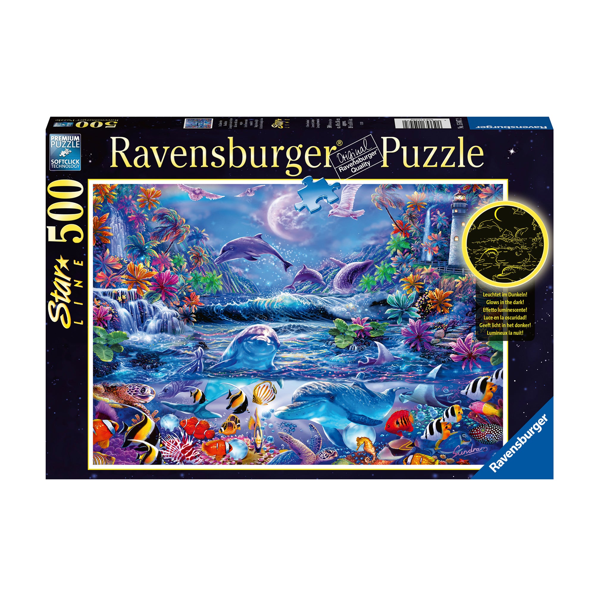 RAVENSBURGER Puzzle 500 pièces phosphorescent : Star Line : Loup