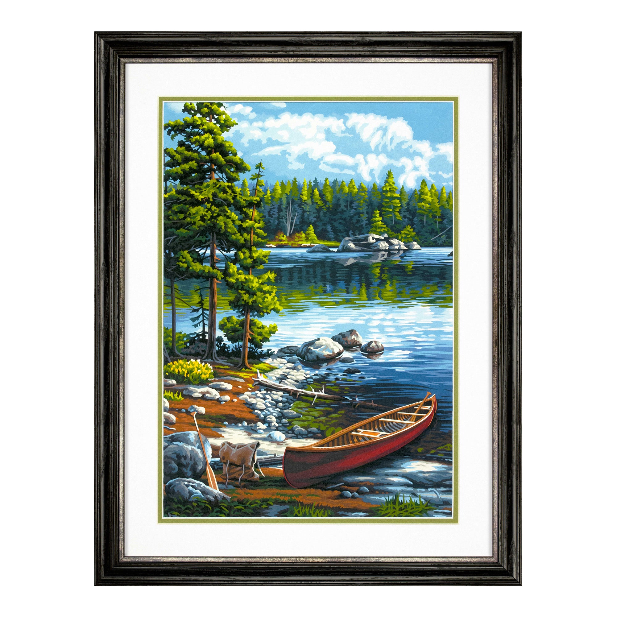 Paint by Number Adirondack Evening (Lake, Cabin, Chairs) (20x14)