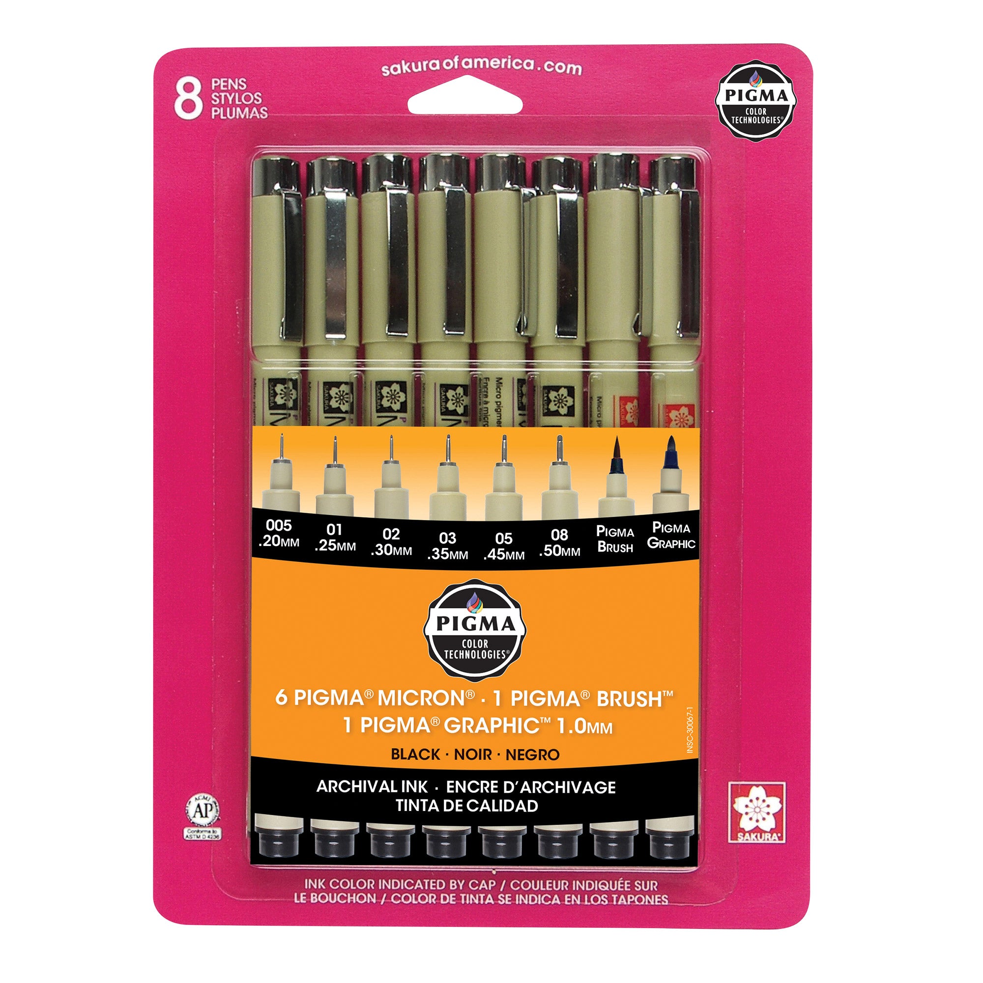 6-Pack Pigma Micron Pens - Assorted, Black