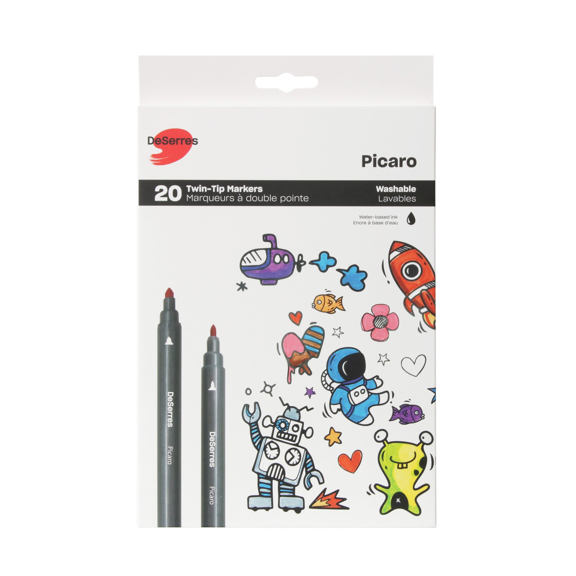 Pack of 24 Double Tip Felt Tip Markers In Birello Roll Up Pencil