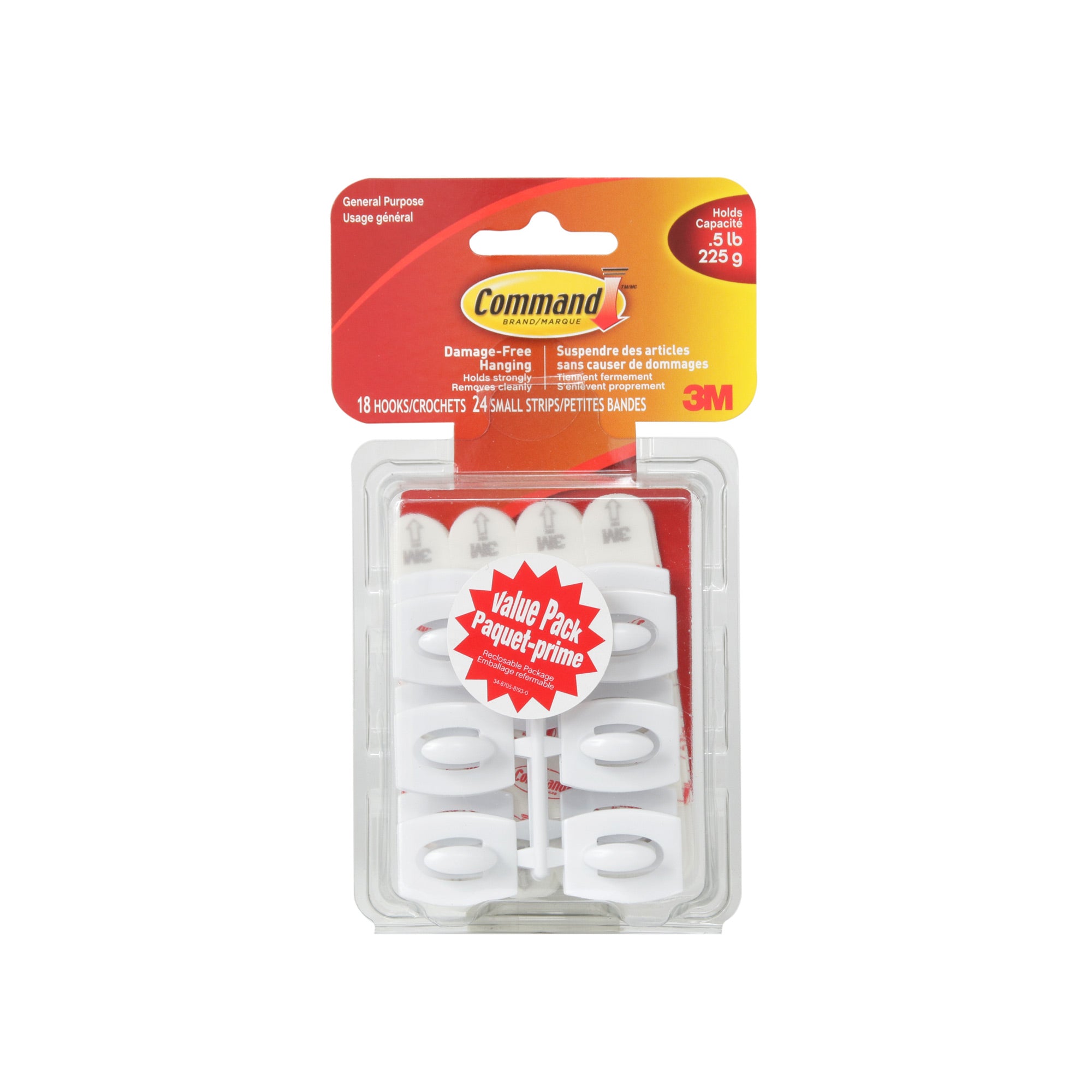 Command accroche tableau pour crochet avec dents de scie, capacité 2,3 kg,  blanc, sous blister