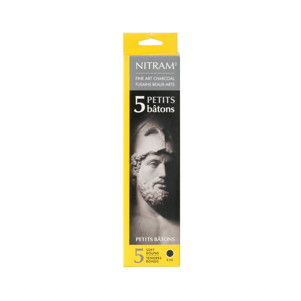 Nitram Soft Round Charcoal Sticks Medium - 8mm - Art and Frame of