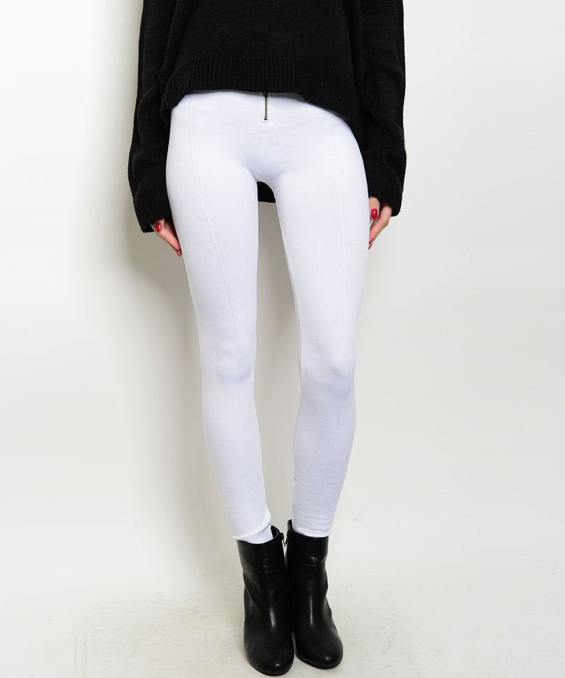 Zip Up High Waist Thick Fleece Leggings 