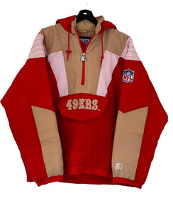 Starter San Francisco 49ers Zip puffer jacket warm up red/ white-beige Size Medium