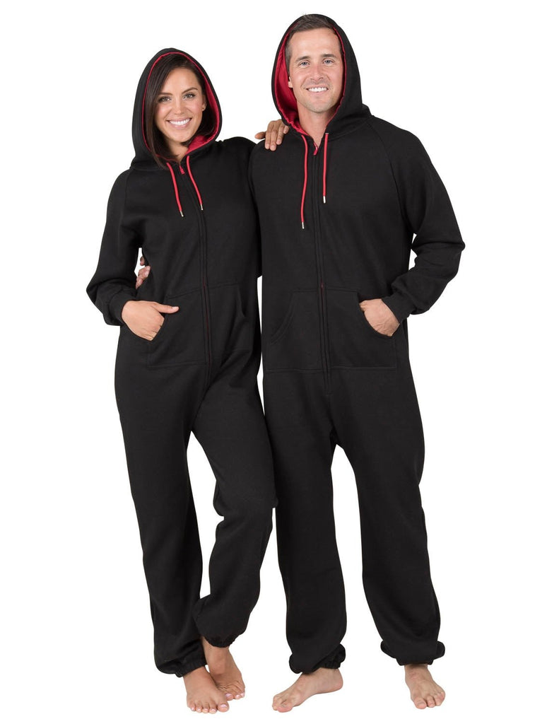 Pitch Black Adult Footless Hoodie Onesie Broomfitters