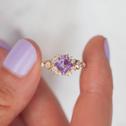 Chiara Amethyst Cluster Ring with a vintage feel