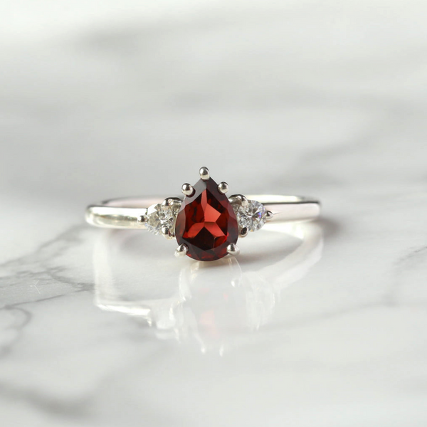 Siena Pear Garnet Ring