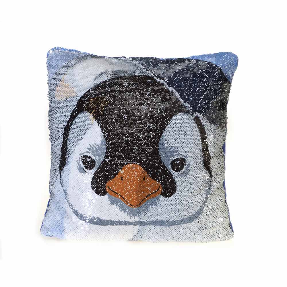 penguin sequin pillow