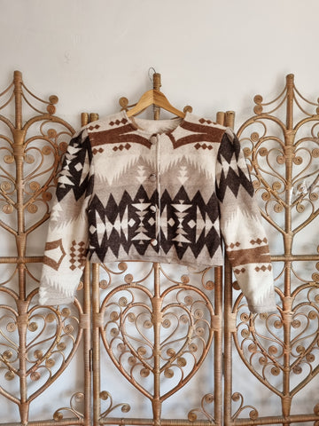 Vintage aztec print crop jacket L