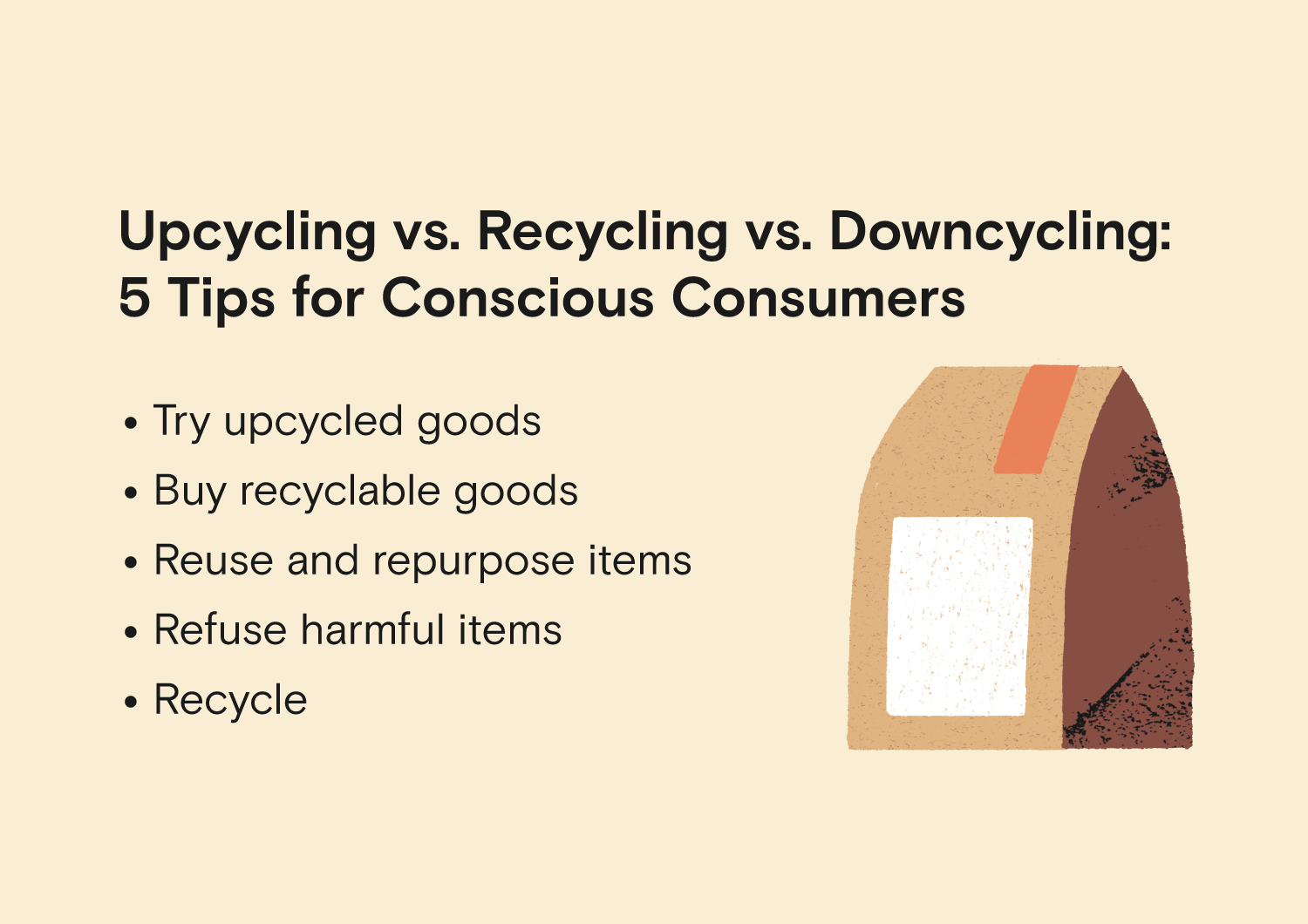 upcycling vs recycling vs downcycling tips brown paper bag