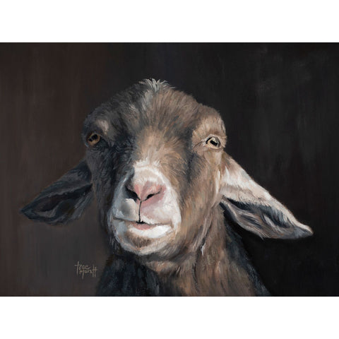 Billy the Goat. Billy Oil painting of Goat. Portrait of friendly goat with brown and tan fur and pink nose. I met this goat at a Farm.