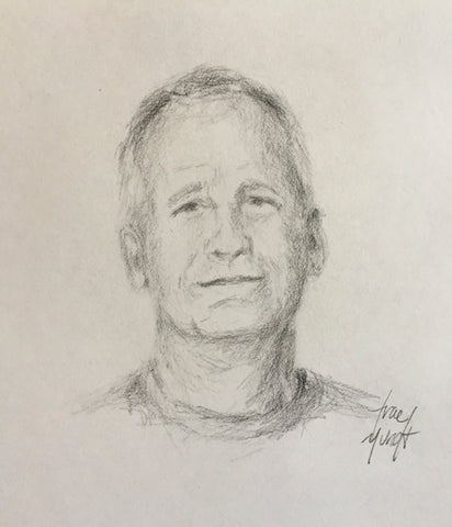 Pencil portrait of Mike who lives in Texas. Pencil drawing. Lines