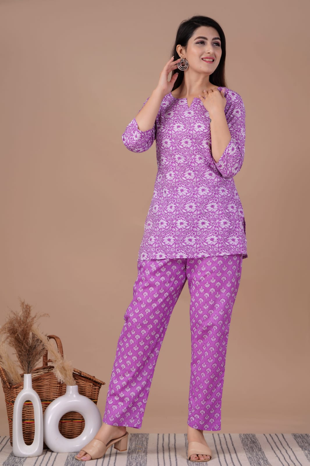 LOVE BLUSH Women's Cotton Night Suit (Heart Printed Shirt & Pyjama  Set),Size XL
