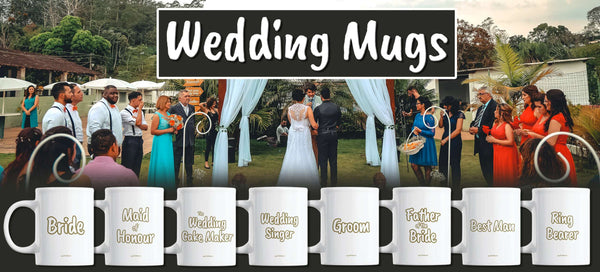 Wedding Mugs and Wedding Ceremony Outdoors