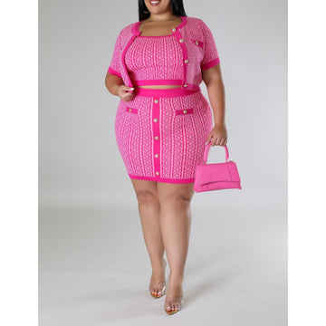 Hey Barbie Plus Size Cardigan Skirt Set