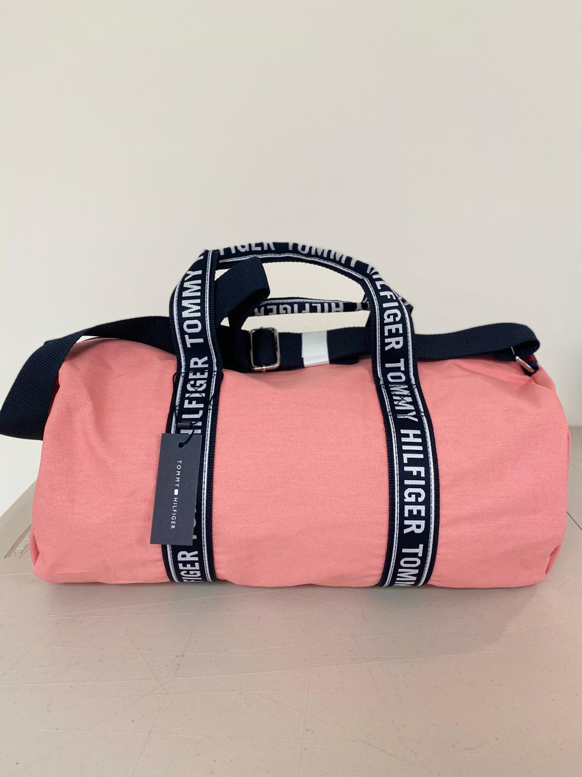 pink tommy hilfiger duffle bag