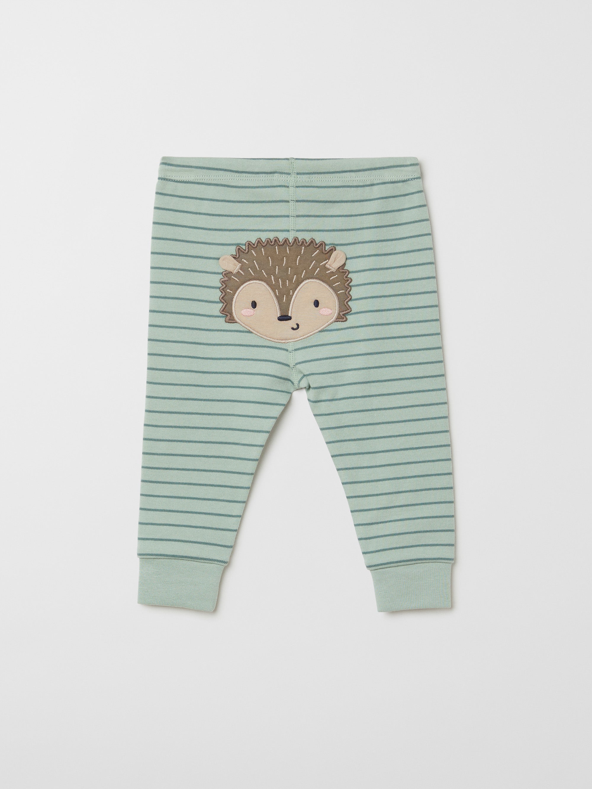Hedgehog Applique Striped Baby Leggings