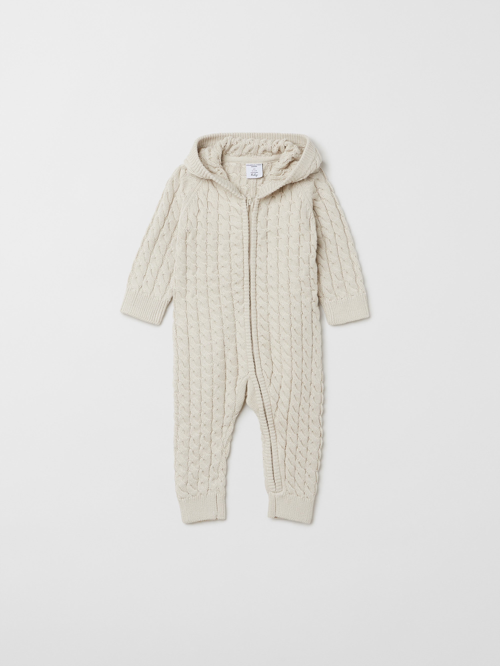 Cable Knit Baby Hooded All-in-one