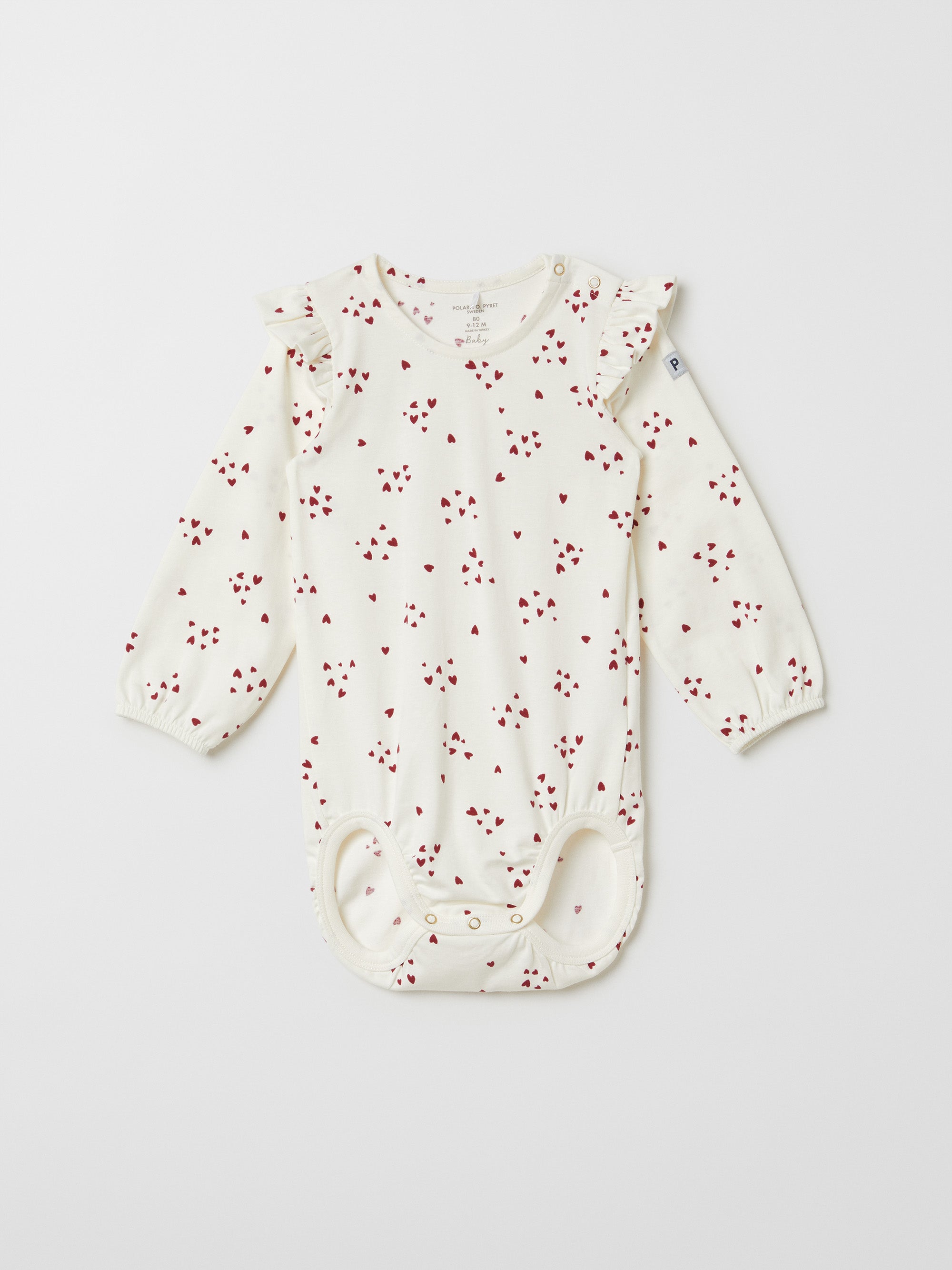 Heart Print ruffled Babygrow