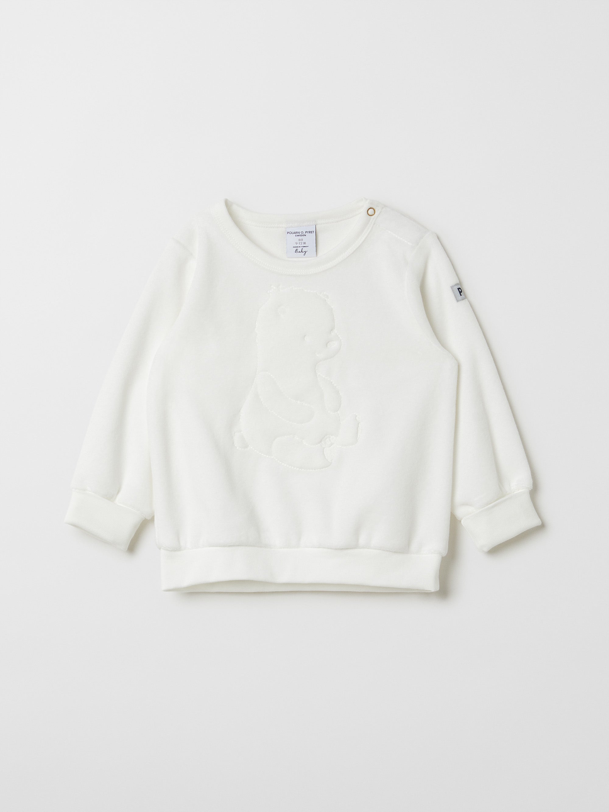 Embroidered Bear Velour Baby Top