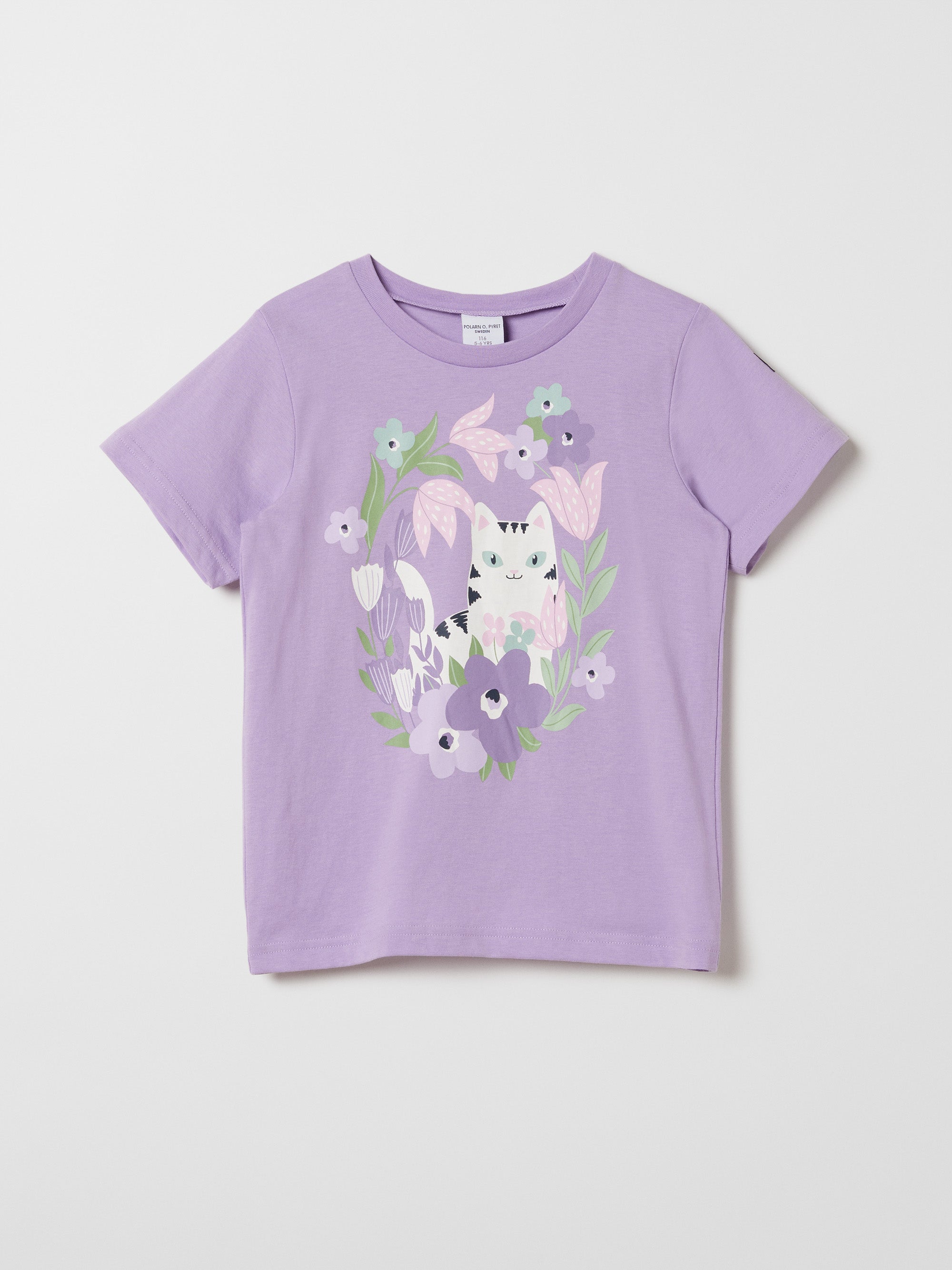 Organic Cotton Kids Cat Print T-shirt