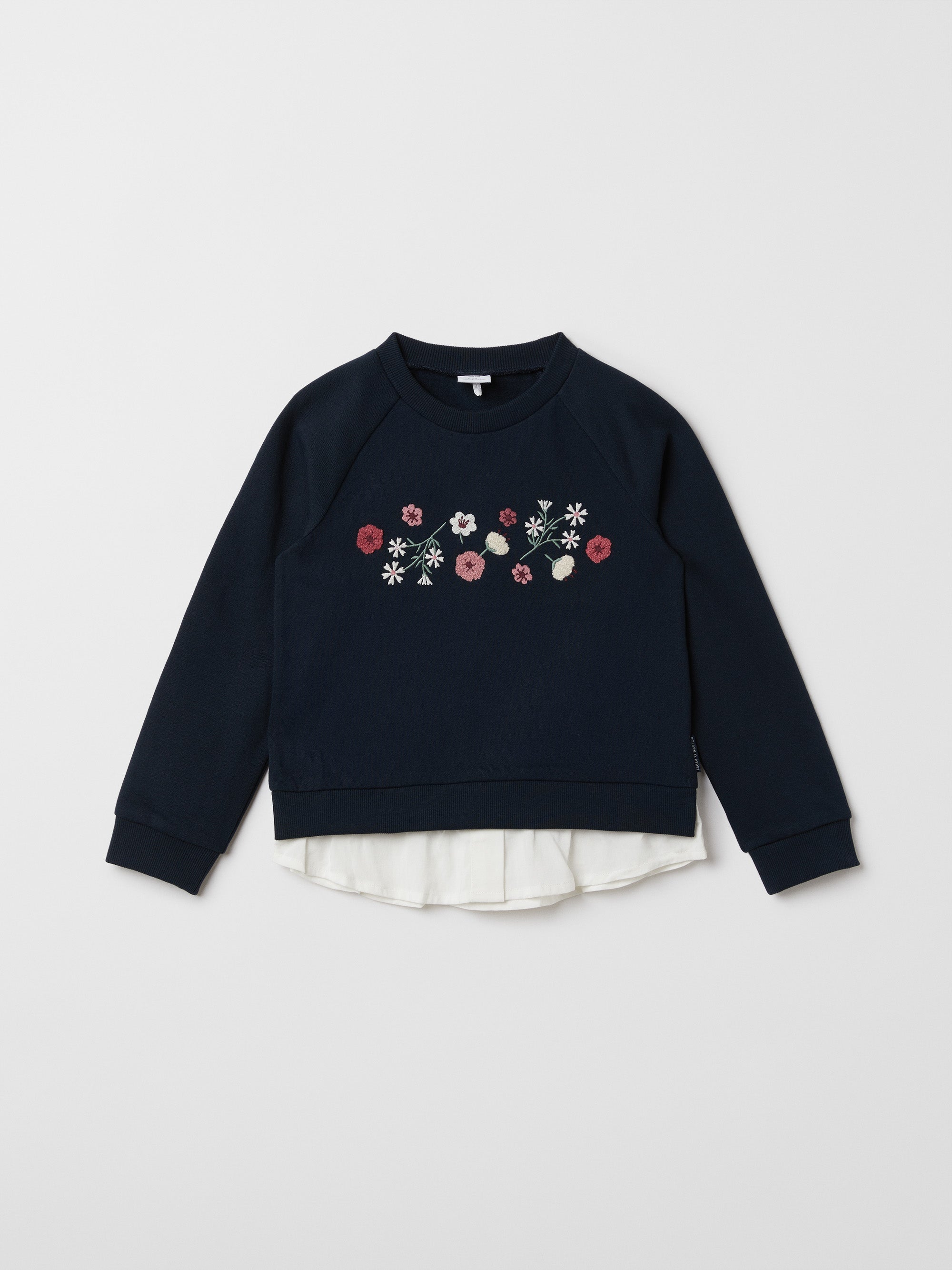 Embroidered Floral Kids Sweatshirt