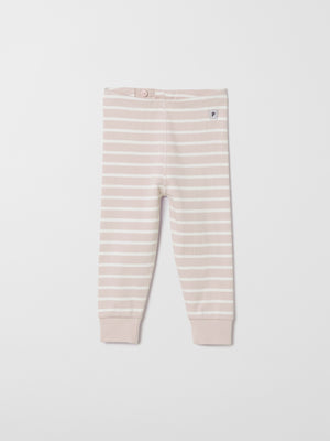 Polarn O. Pyret Baby GOTS Organic Cotton Ribbed Adjustable Waist Leggings,  Natural, £16.00