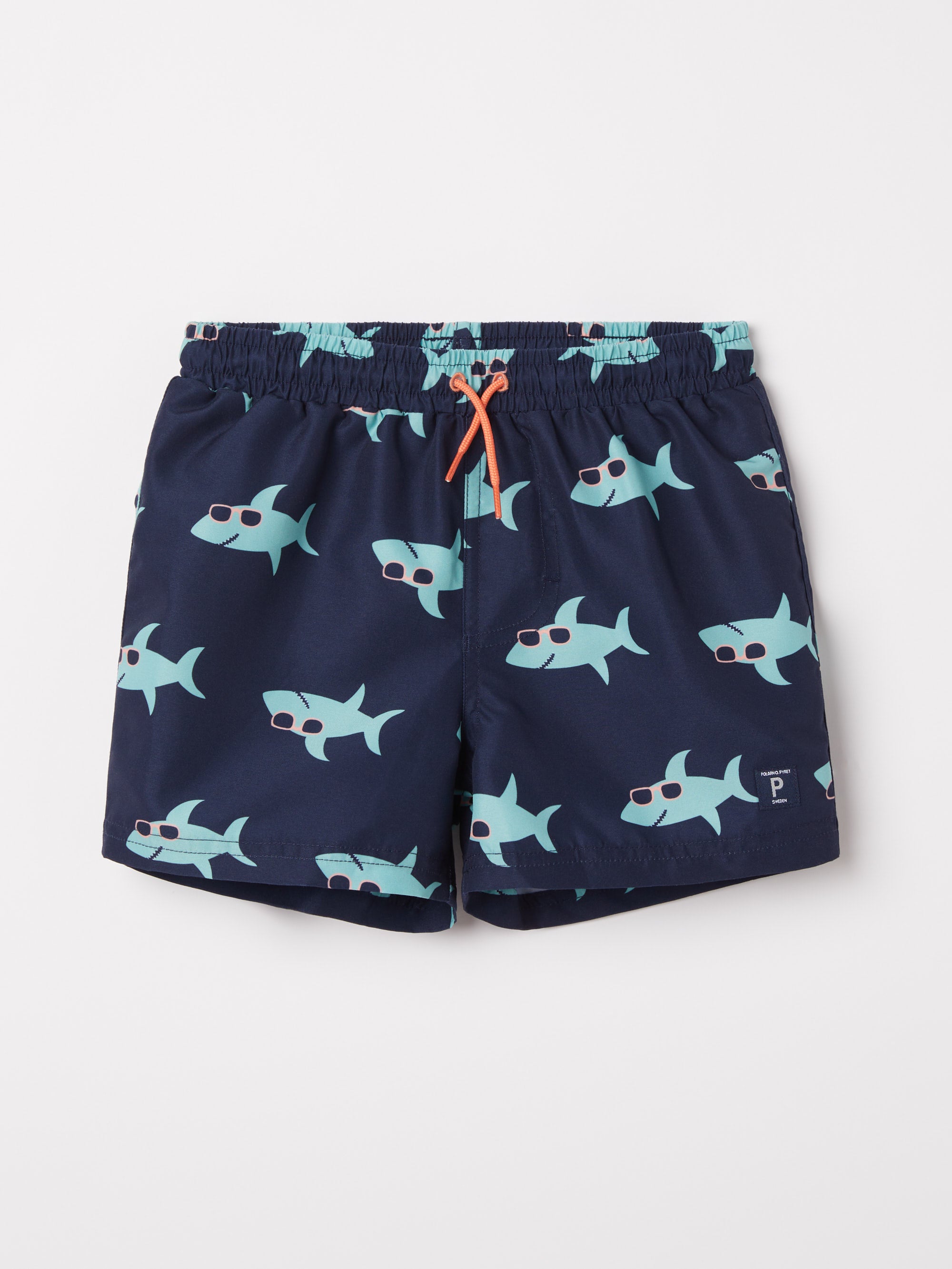 Shark Print Kids Swim Shorts