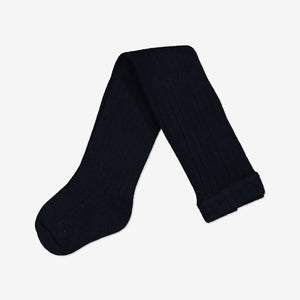 Ribbed Kids Tights-Unisex-0-12y-Navy 