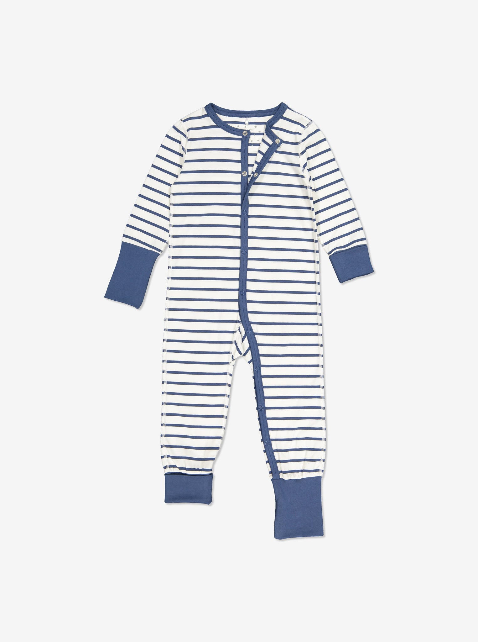 Striped Baby Onesie Pyjamas-Unisex-0-4y-Blue | Polarn O. Pyret UK