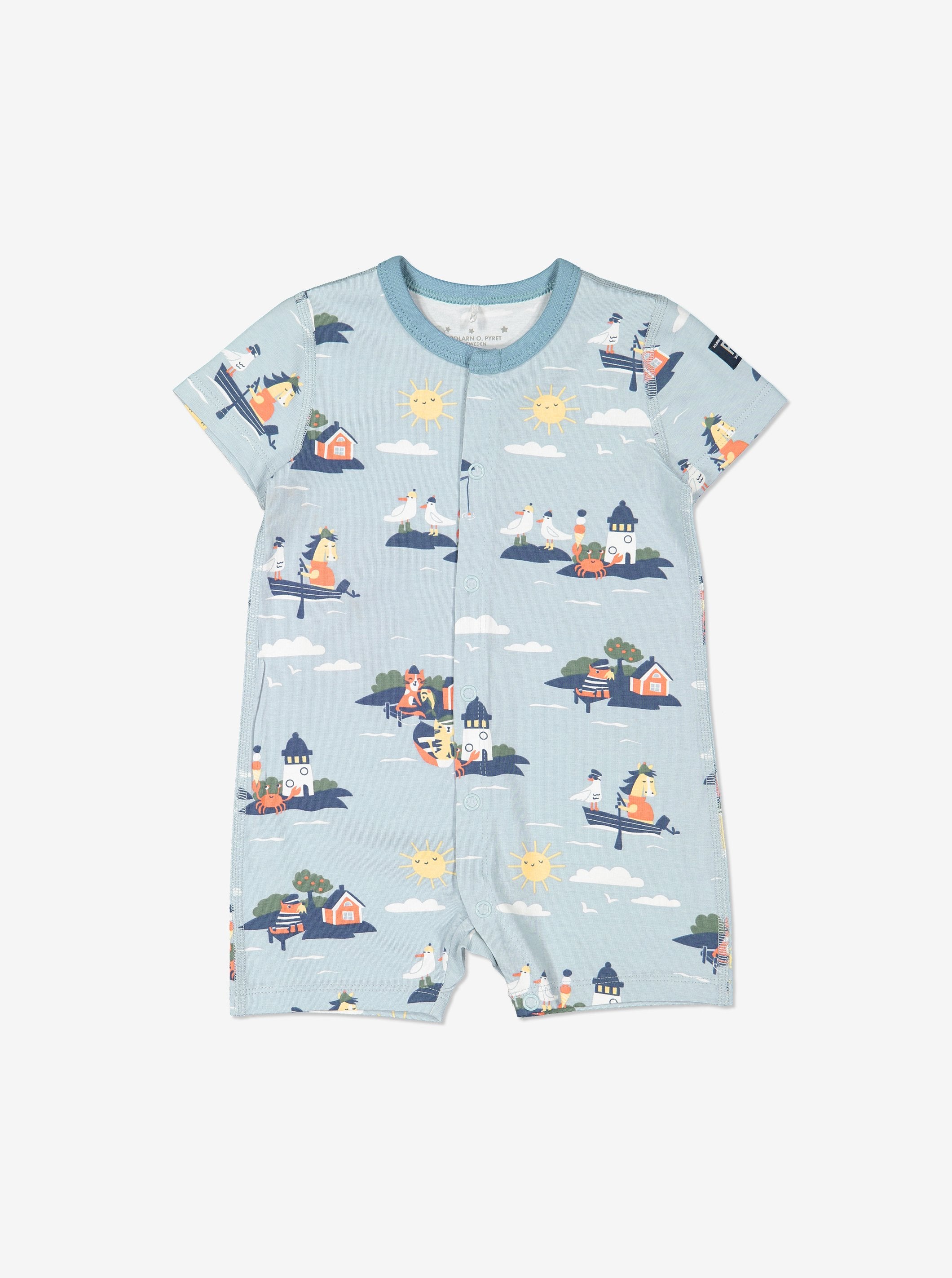 Seaside Print Kids Onesie Pyjamas