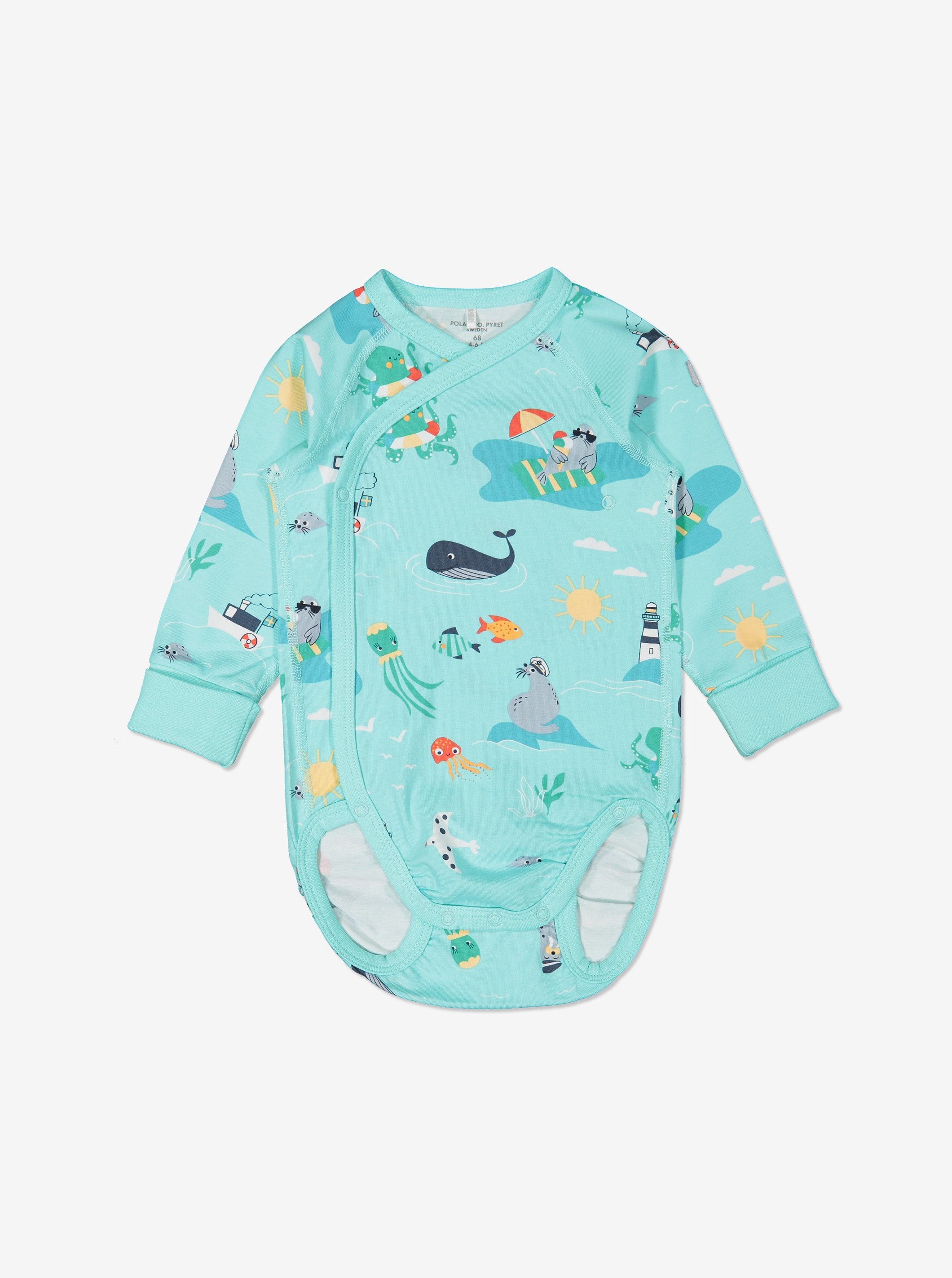 Seaside Print Wraparound Babygrow