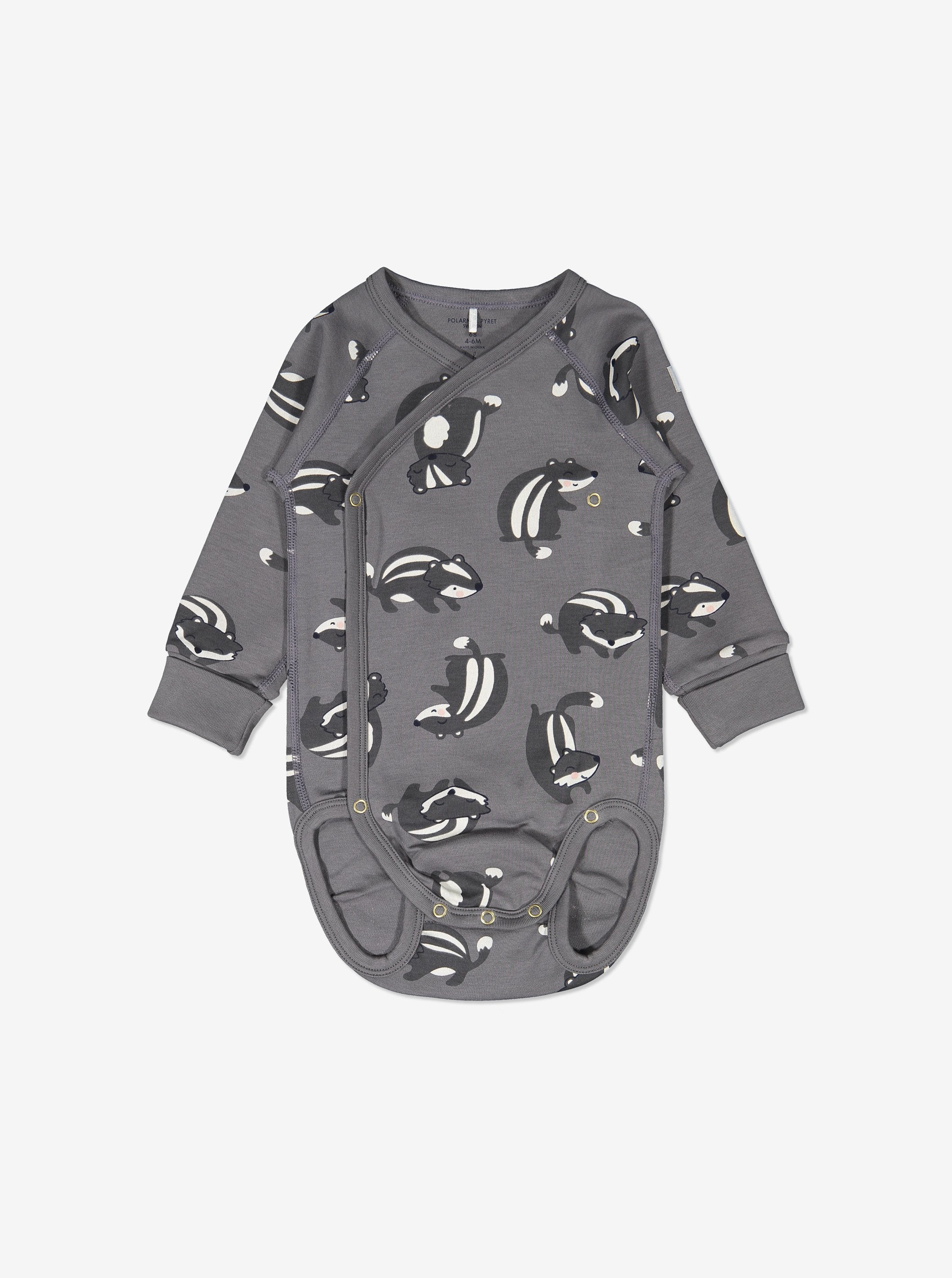 Skunk Print Wraparound Babygrow