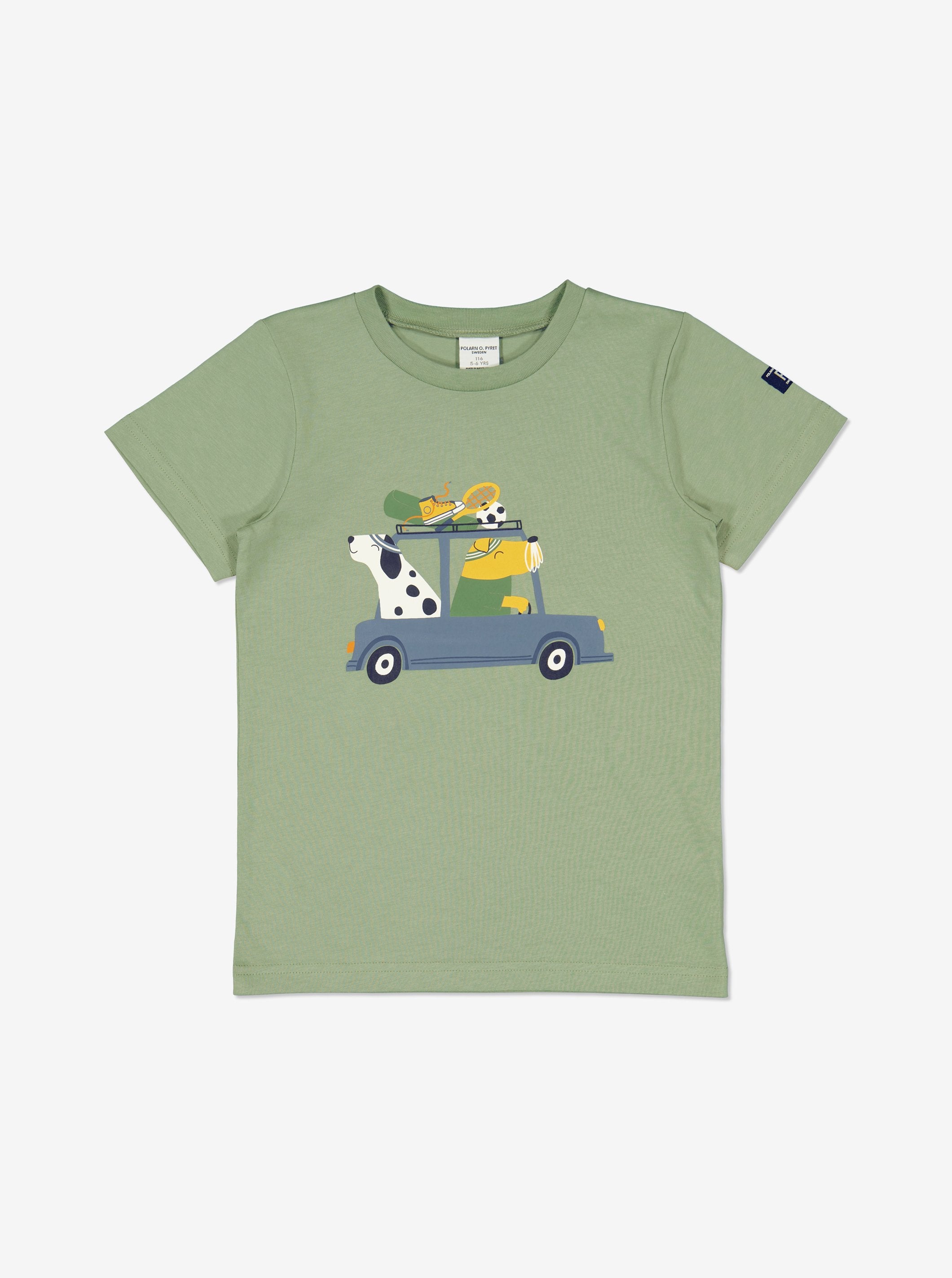 Polarn O. Pyret Organic Kids T-Shirt Green Boys Toddler Age 2-3 Years