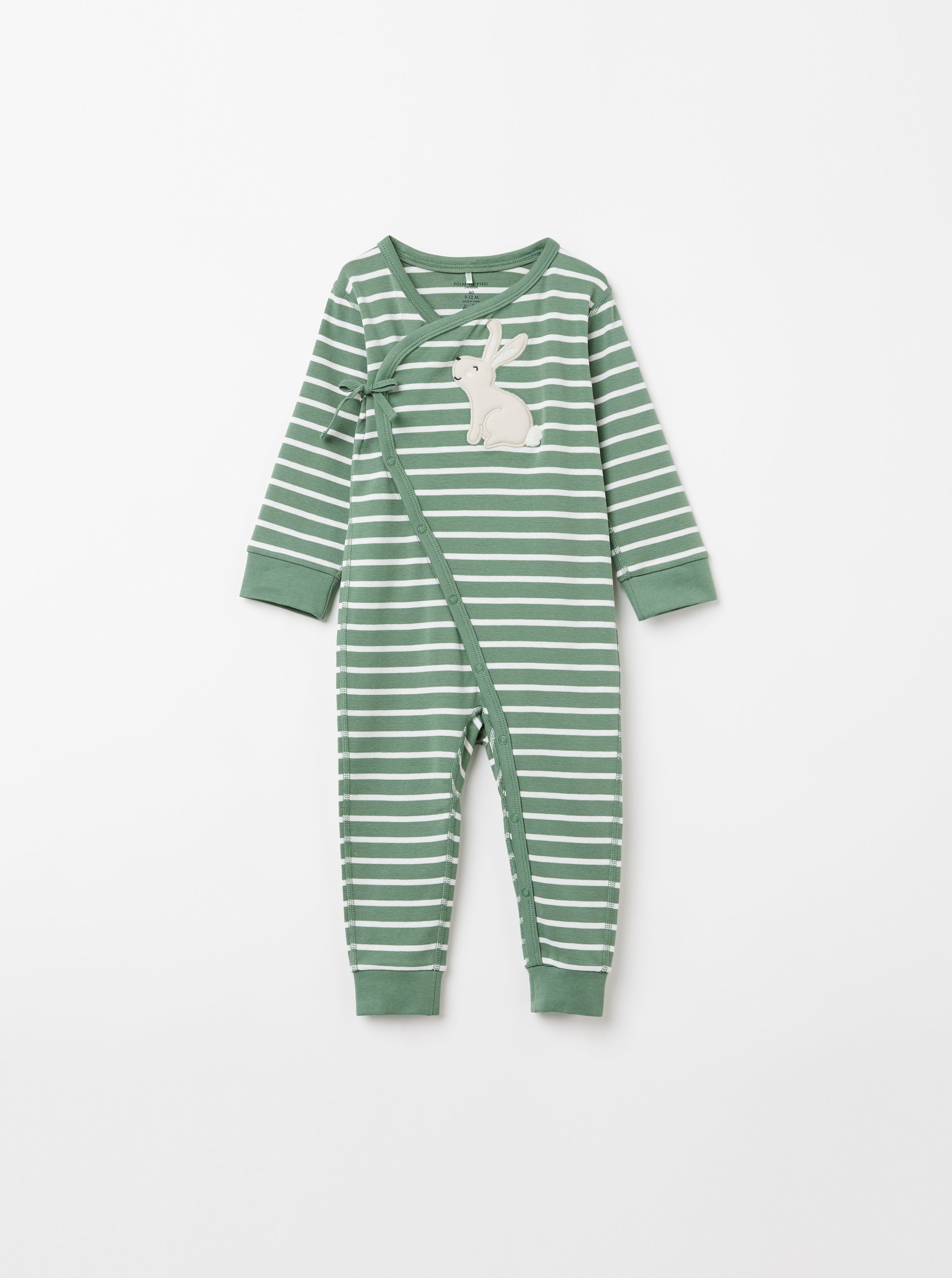 Striped Rabbit Applique Baby Romper