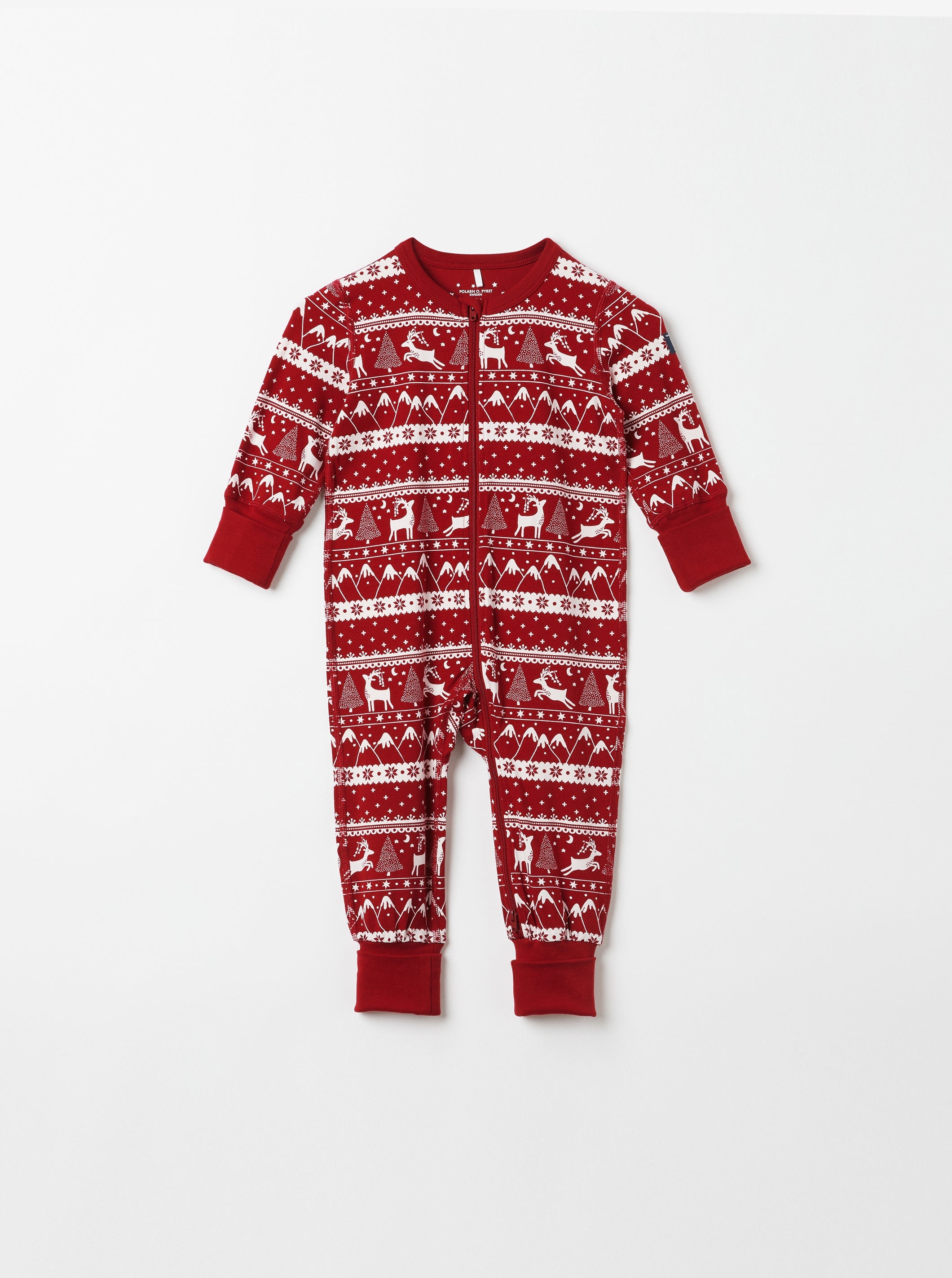 Polarn O. Pyret Christmas Reindeer Kids Sleepsuit Unisex Newborn Baby Age 2-6 Months Badge_Grey