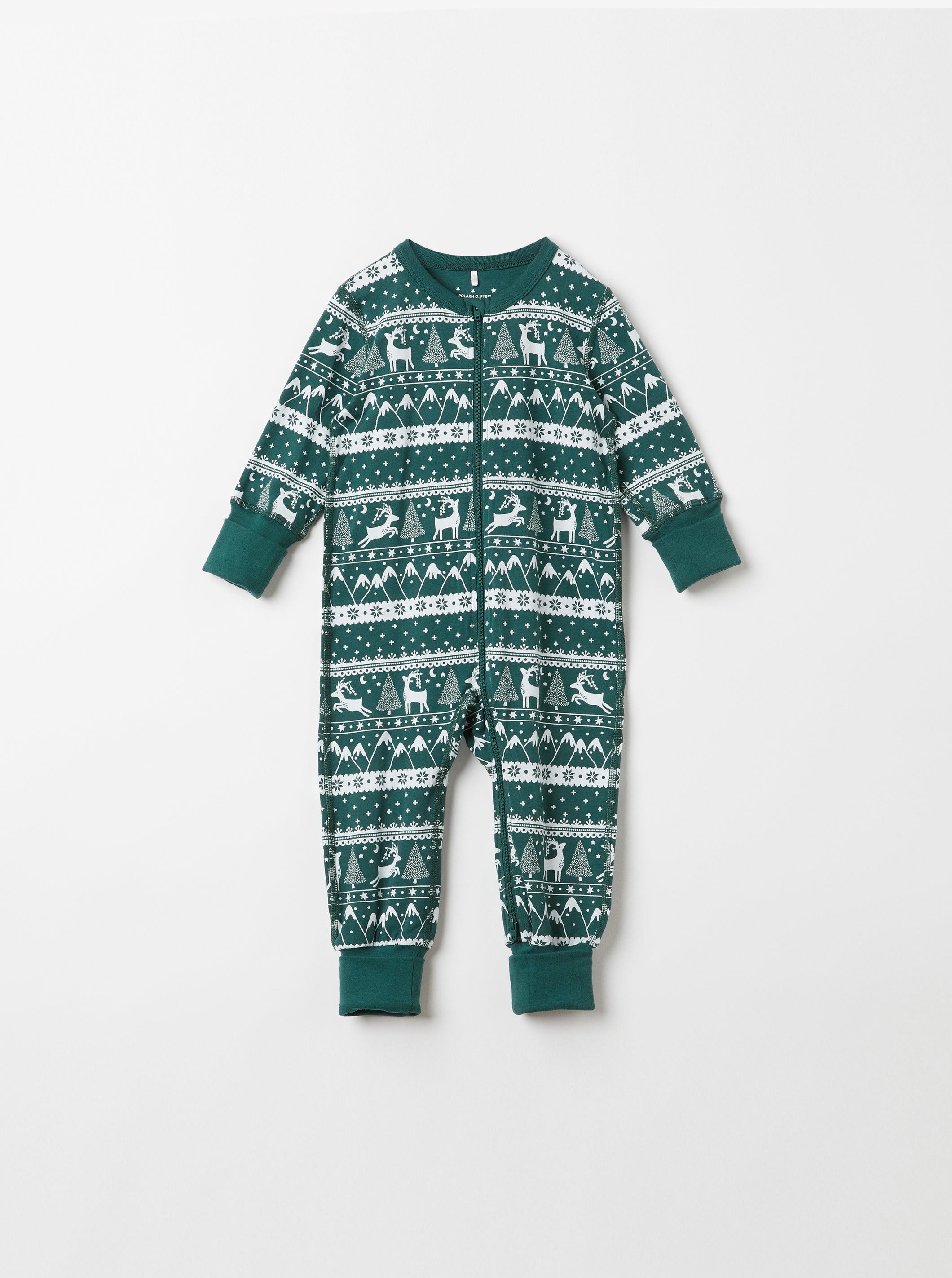 Polarn O. Pyret Christmas Reindeer Kids Sleepsuit Unisex Newborn Baby Age 0-2 Months Badge_Grey