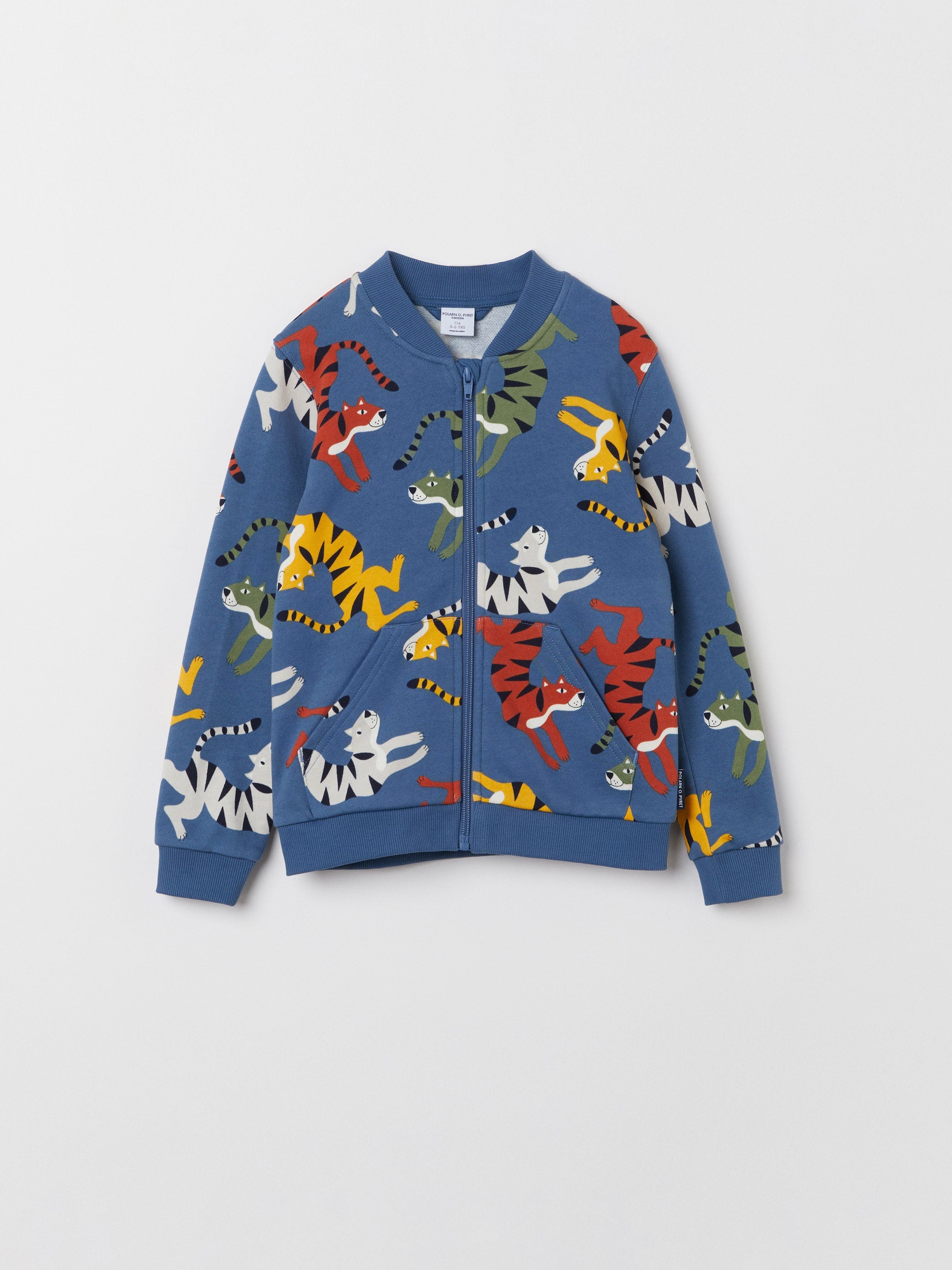 Tiger Print Zipped Kids Sweatshirt