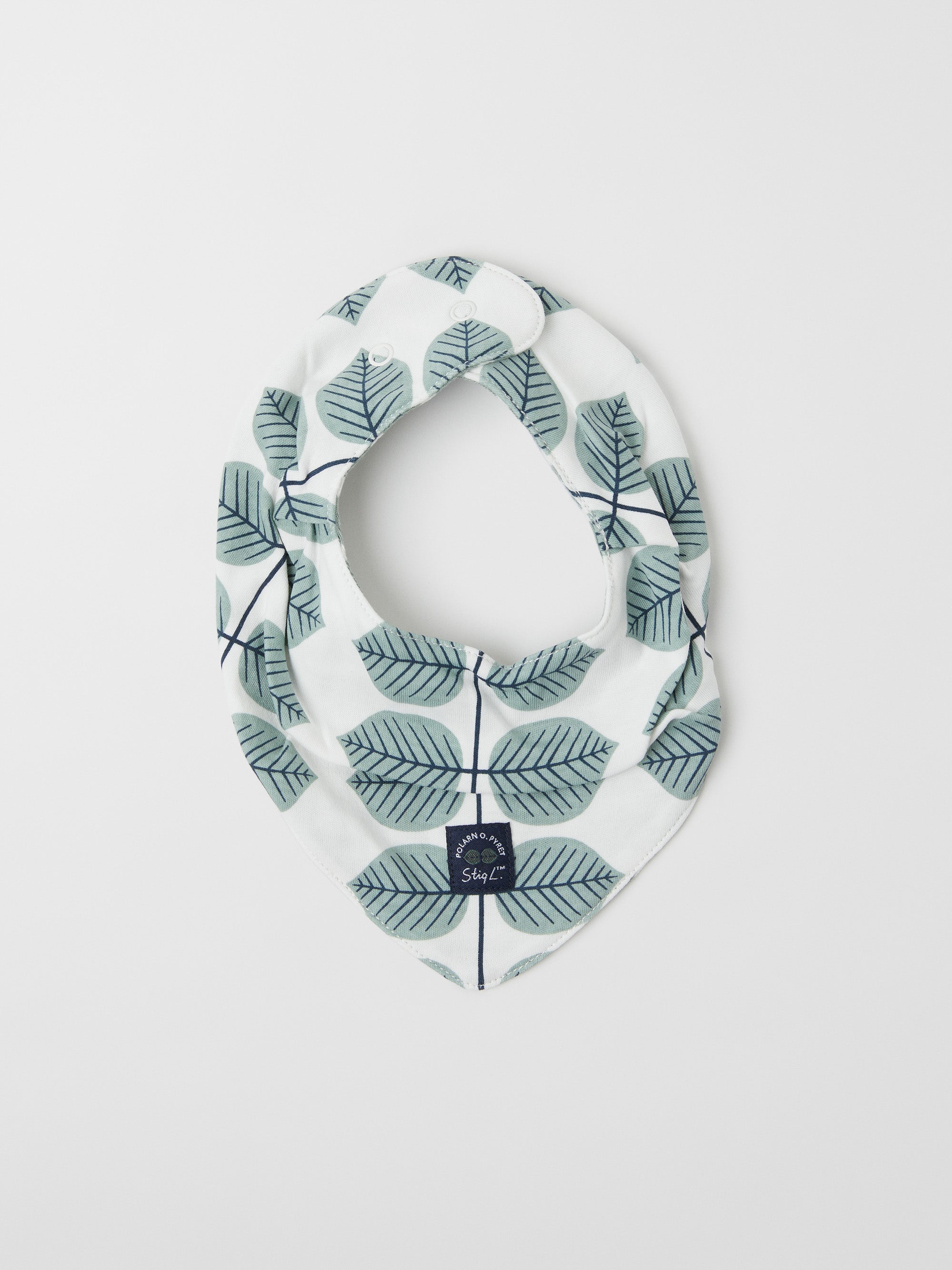 Scandi Leaf Print Baby Bib