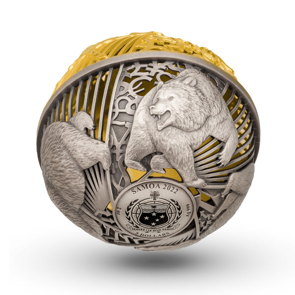 GOLDEN SNITCH 3D Harry Potter Dorada Esférico 3 Oz Moneda Plata 5$ Samoa  2022