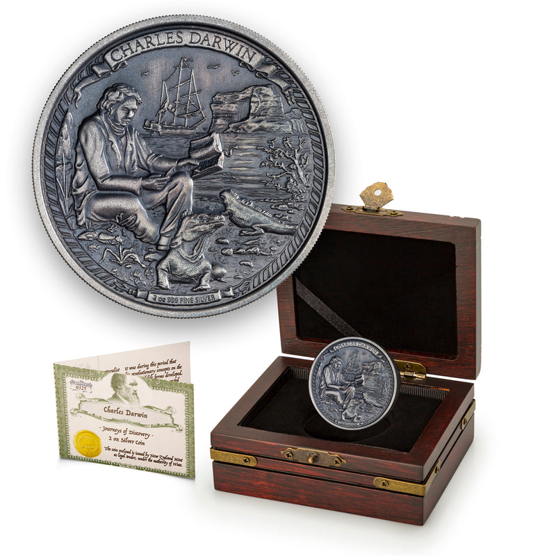 2015 $5 Journeys of Discovery: Charles Darwin - Pure Silver Coin