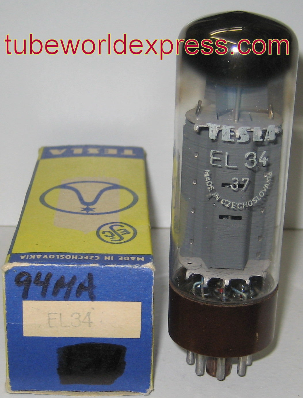 EL34 Tesla like new 1980 4 vertical scrapes on base (92ma)