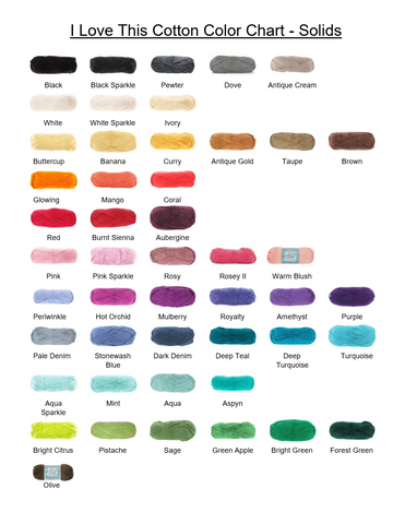 Cotton Yarn Color Chart – Farmhouse Country Crafts