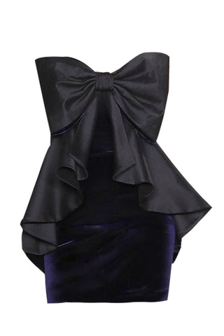 Brandon Maxwell Silk Faille Mini Dress with Oversized Bow Belt New